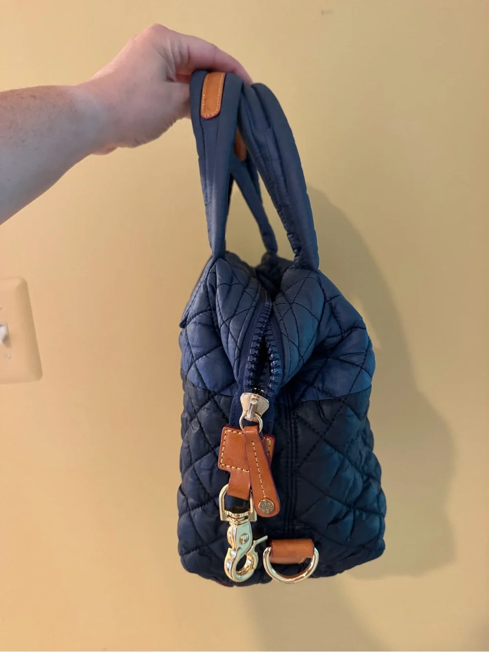 MZ Wallace Quilted Navy and Black Satchel